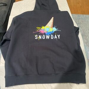 Snow Day Men's Black Hoodie Sweater with Colorful Ice Cream Graphic